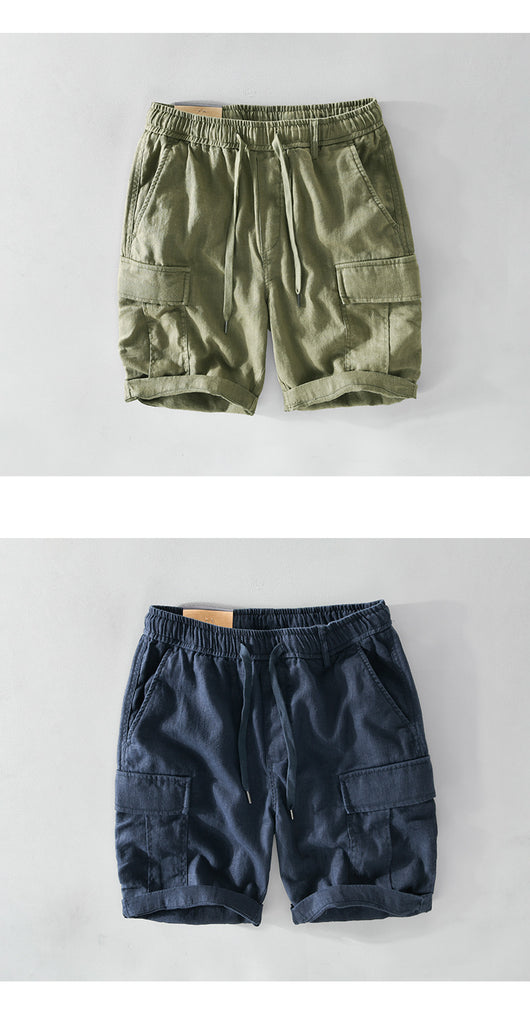 Shorts de Lino Casual para Hombre con Bolsillos y Cordón - Image 10