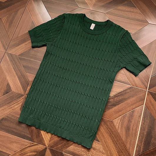 Camiseta de Punto Calada Manga Corta para Hombre - Image 13
