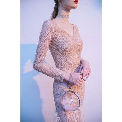 Vestido Dorado con Falda Cola de Pez - Image 9