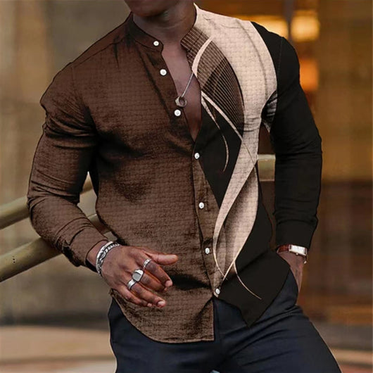 Camisa Estampada de Manga Larga para Hombre - Image 2