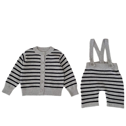 Conjunto Cardigan Tejido a Rayas - Dos Piezas - Image 5