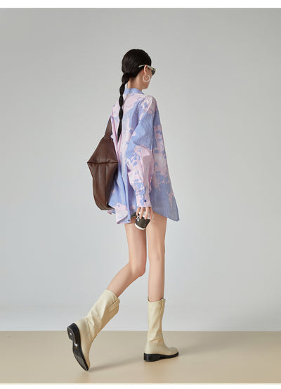 Blusa Suelta de Rayas Azules Estampada para Mujer - Image 18