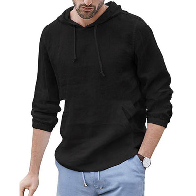 Camisa Hoodie Hombre Algodón y Lino Manga Larga Transpirable - Image 8