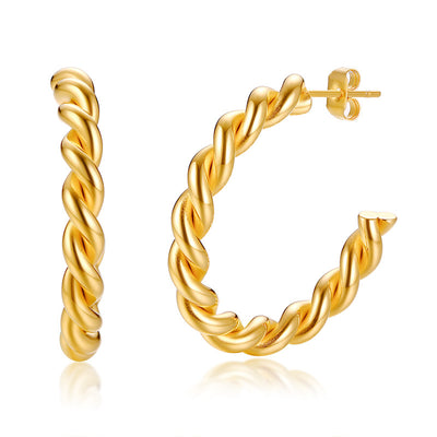 Aretes Dorados Grandes con Aro Clásico de Diseño Moderno - Image 3