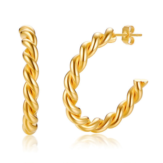Aretes Dorados Grandes con Aro Clásico de Diseño Moderno - Image 3