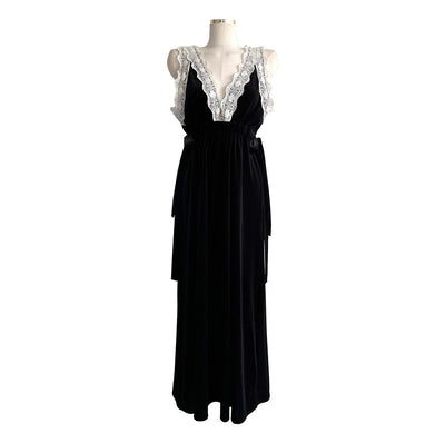Vestido Slip Elegante de Terciopelo Vintage con Encaje - Image 10