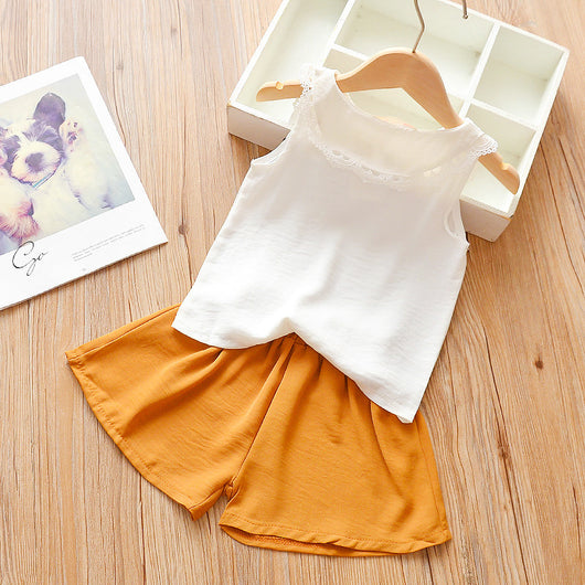 Conjunto Infantil: Blusa Manga Corta con Falda Tirantes - Image 10