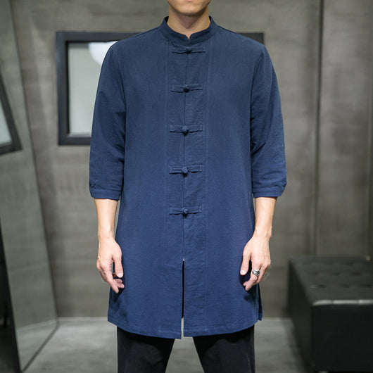 Camisa Hombre Manga Tres Cuartos en Algodón y Lino - Image 4