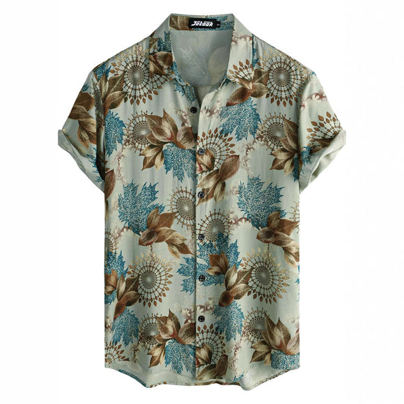 Camisa Hawaiana de Manga Corta con Solapa