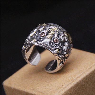 Anillo de Plata 925 Vintage Bestia Marina Montaña Kuiniutai - Image 8
