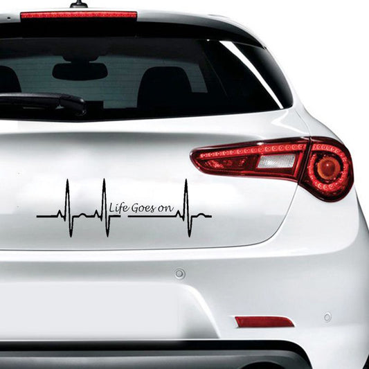 Calcomanías Reflectantes para Auto - Diseño Latido Cardíaco y Amor por la Vida