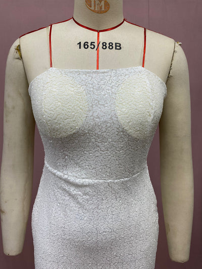 Vestido Elegante Ajustado con Lentejuelas Blancas para Mujer - Image 18