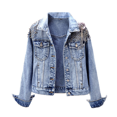 Chaqueta de Mezclilla con Flores Bordadas de Manga Larga - Image 15