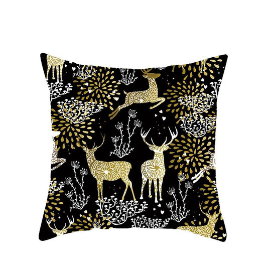 Funda de Almohada Navideña con Diseño de Ciervo y Patrón Geométrico - Image 61
