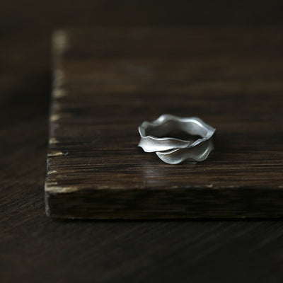 Anillo de Plata Esterlina S999 con Patrón de Onda Simple - Image 3
