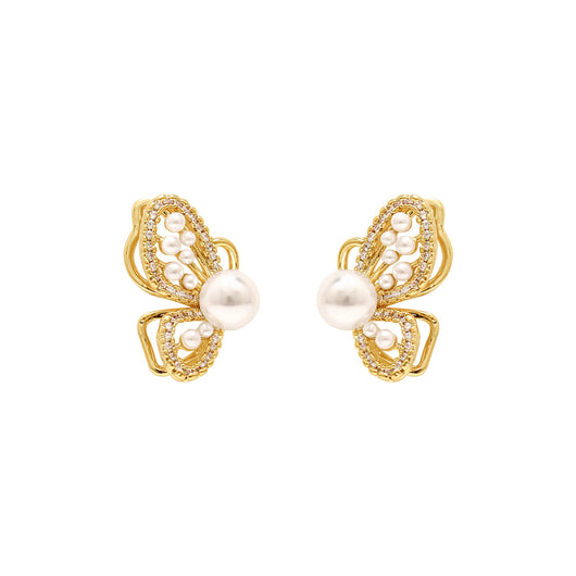 Aretes Clip Mariposa Perla con Diseño Temperamento - Image 3