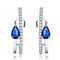 Sterling Plateado Drop Luxury Earrings Sapphire Plateado
