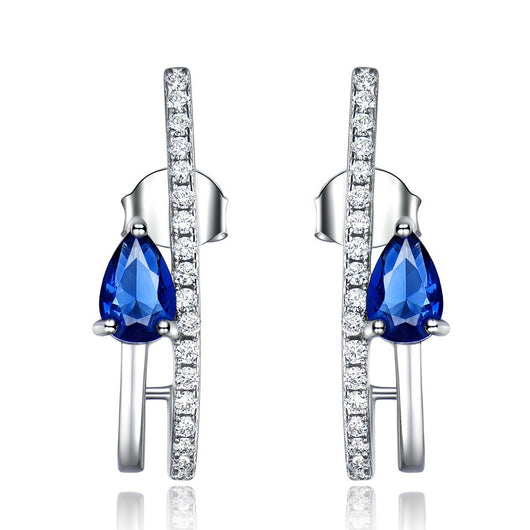 Aretes de Plata Esterlina con Zafiro Azul - Diseño Elegante - Image 2