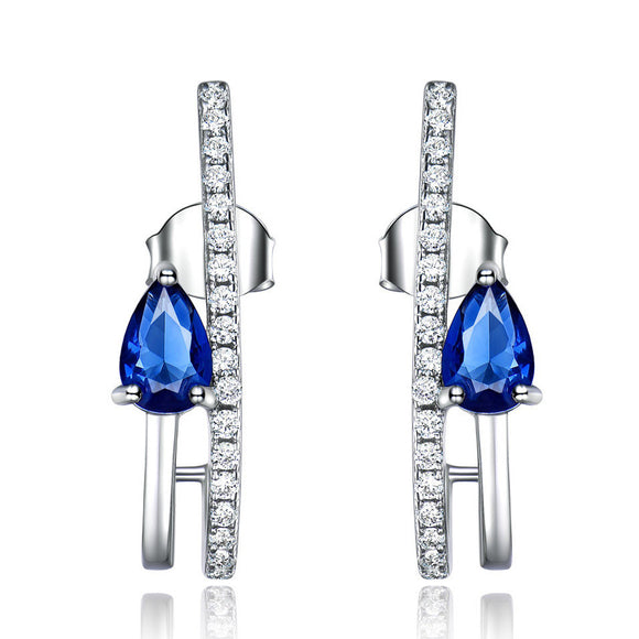 Aretes de Plata Esterlina con Zafiro Azul - Diseño Elegante