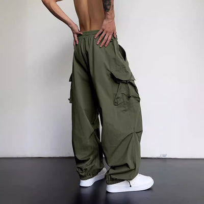 Pantalón Overol Hombre Nylon Secado Rápido Cintura Alta Pierna Ancha - Image 3