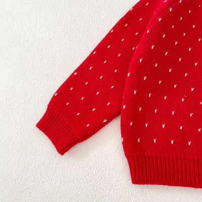 Cardigan Tejido Jacquard Rojo para Niña - Abrigo Elegante Otoño - Image 27