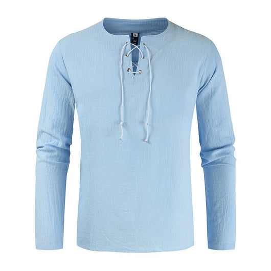 Camisa de Lino y Algodón con Cordones para Hombre - Image 5