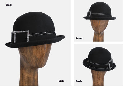 Sombrero de Fieltro de Lana para Mujer - Elegante Modelo Redondo - Image 13