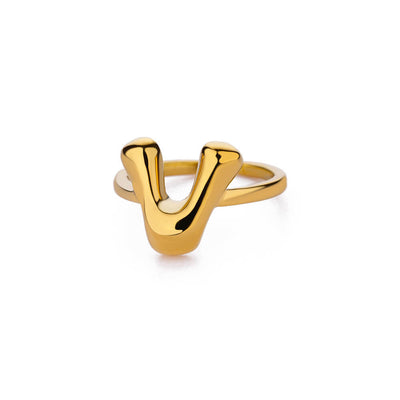 Anillo de Letras Bubble Dorado en Oro 18K Chapado - Image 27