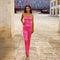 Jumpsuit Cuello Alto Diamante en Colores Sólidos