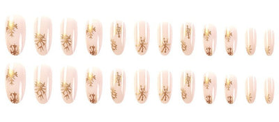 Uñas Postizas Navideñas con Diseño de Copos de Nieve y Rayas - Image 23