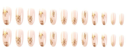 Uñas Postizas Navideñas con Diseño de Copos de Nieve y Rayas - Image 23