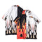 Men's American Personality Flame Print Short Sleeve Shirt