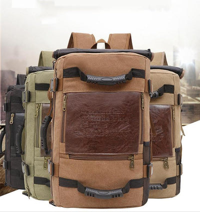 Mochila de Lona para Hombre - Backpack de Viaje y Trabajo con Compartimento Laptop