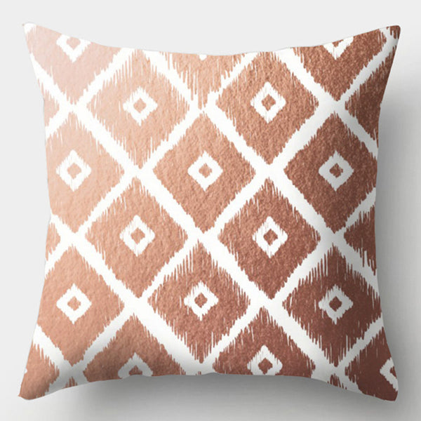 Almohada Decorativa Geométrica de Piel de Melocotón - Diseño Moderno Minimalista