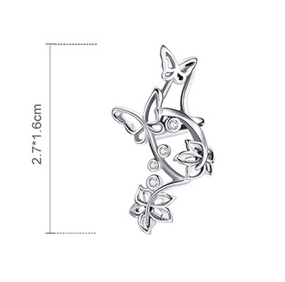 Arete Clip Mariposa Plata 925 Hueco Diseño Delicado - Image 14