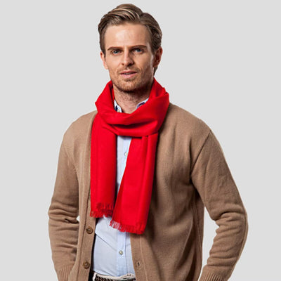 Bufanda Reversible de Terciopelo para Hombre con Borlas