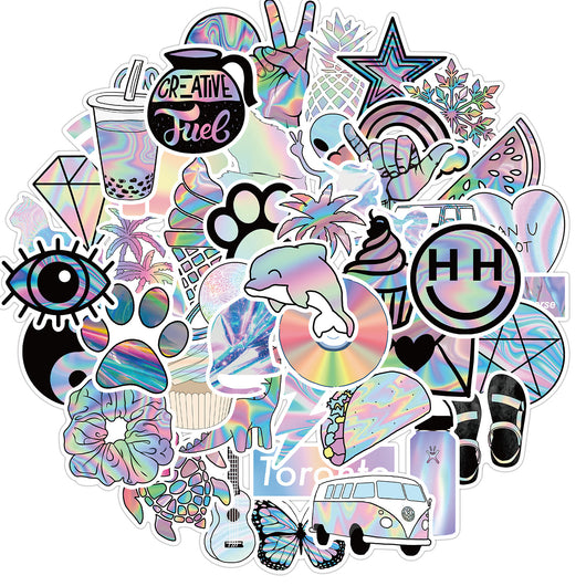 A large collection of cute cartoon animal stickers, including a monkey, pig, shark, penguin, elephant, and more, arranged in a circle. - Image 14