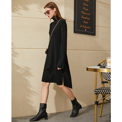 Vestido Suéter Cuello Alto Tejido Suelto para Otoño e Invierno - Image 9