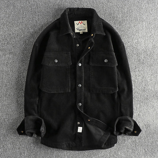 Camisa de Pana Gruesa Lavada con Manga Larga para Invierno