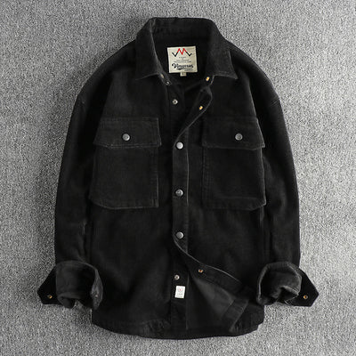 Camisa de Pana Gruesa Lavada con Manga Larga para Invierno
