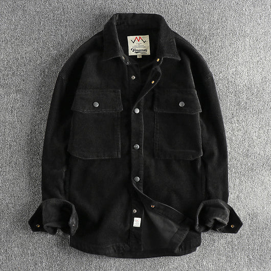 Camisa de Pana Gruesa Lavada con Manga Larga para Invierno