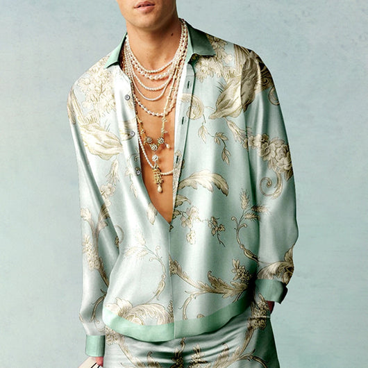 Camisa Casual Holgada con Estampa 3D para Hombre