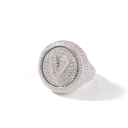 Anillo Hip Hop Giratorio con Letras DIY y Zircones - Image 2