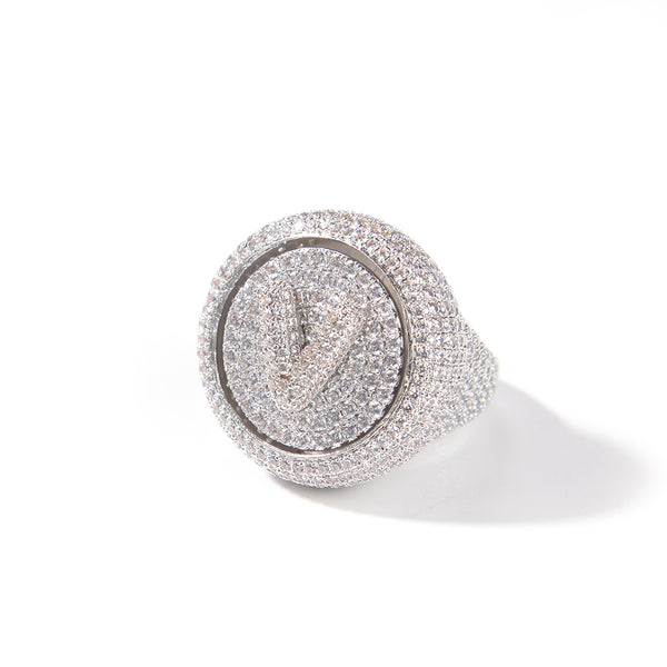 Anillo Hip Hop Giratorio con Letras DIY y Zircones