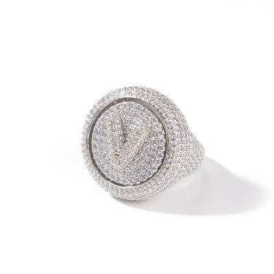 Anillo Hip Hop Giratorio con Letras DIY y Zircones - Image 2
