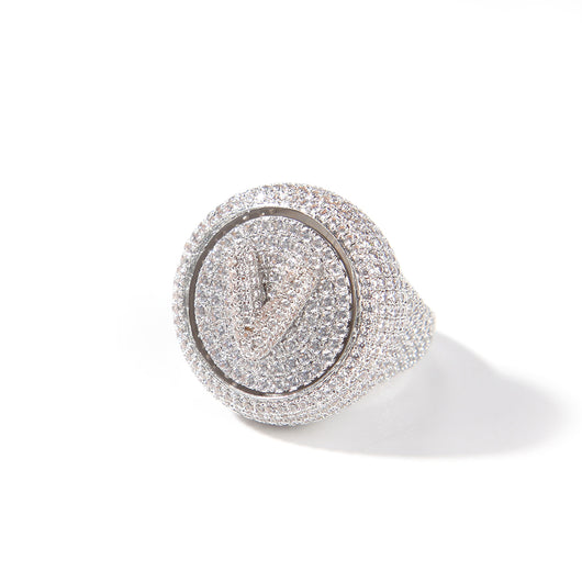 Anillo Hip Hop Giratorio con Letras DIY y Zircones - Image 2
