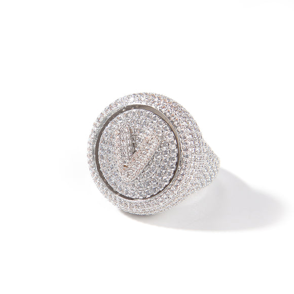 Anillo Hip Hop Giratorio con Letras DIY y Zircones