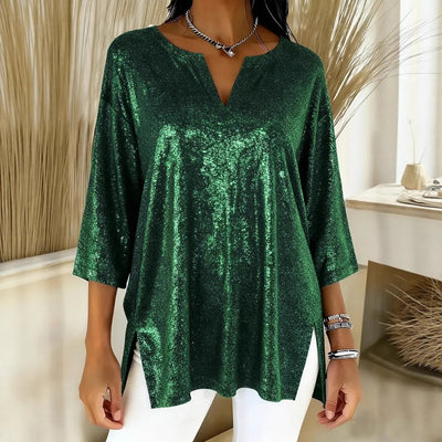 Blusa Navideña Brillante de Manga Larga para Mujer - Image 7