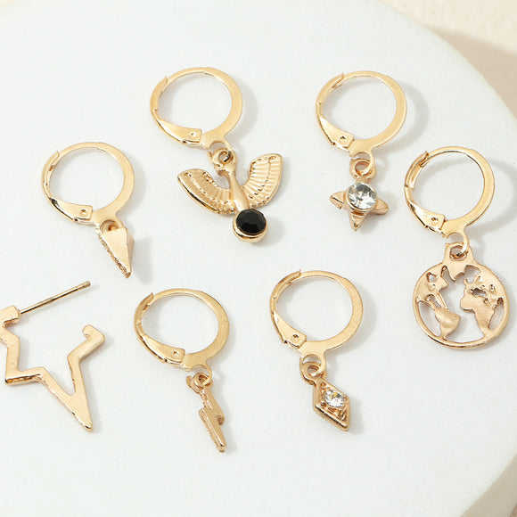 Set de Aretes Geométricos Retro en Forma de U - Clips para Oreja