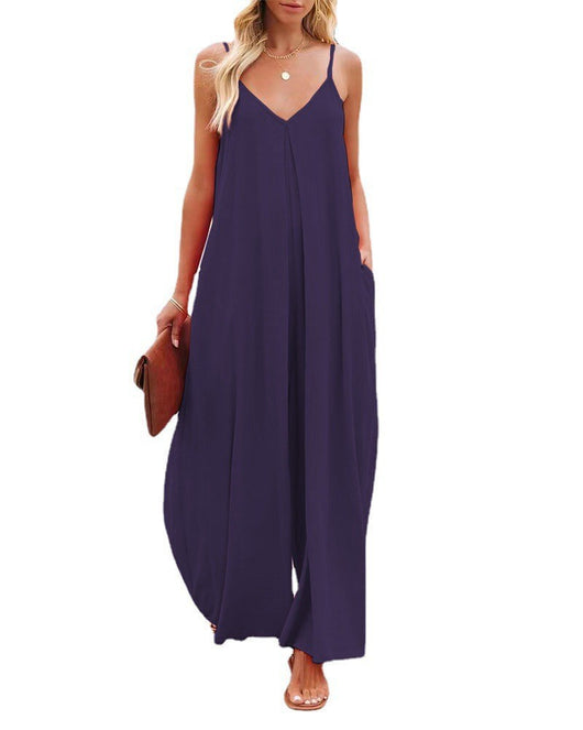 Jumpsuit Ancho de Tiro Bajo con Bolsillos - Diseño Sólido y Casual - Image 10